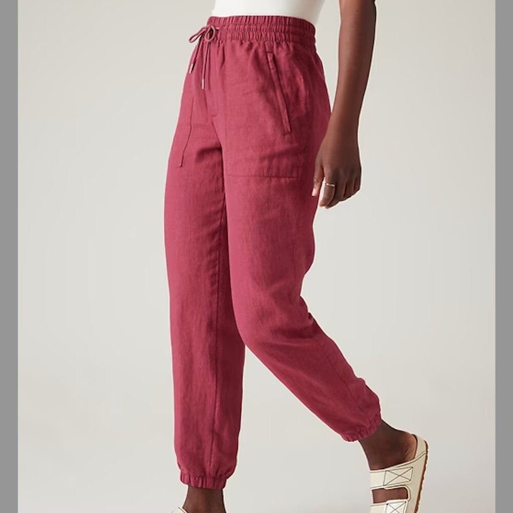 Athleta Retreat Linen Joggers - Coffee Berry - Size 8/P